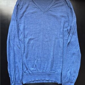 Calvin Klein Men's V-Neck Merino Wool Sweater in Blue